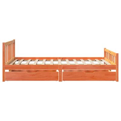 Bedframe zonder matras massief grenenhout wasbruin 160x200 cm