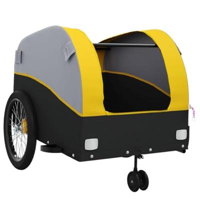 VidaXL Fietstrailer 45 kg ijzer zwart en geel VidaXL Fietstrailer 45 kg ijzer zwart en geel