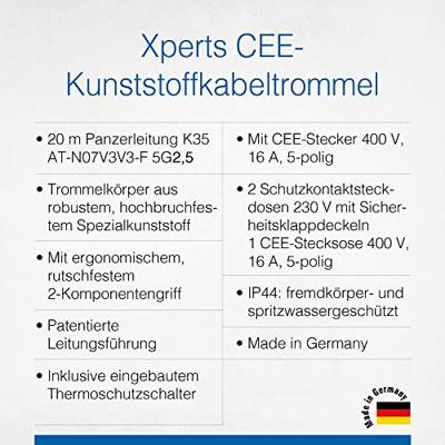 AS Schwabe 22166 Kabelhaspel 20.00 m Geel CEE-stekker 16 A 5-polig