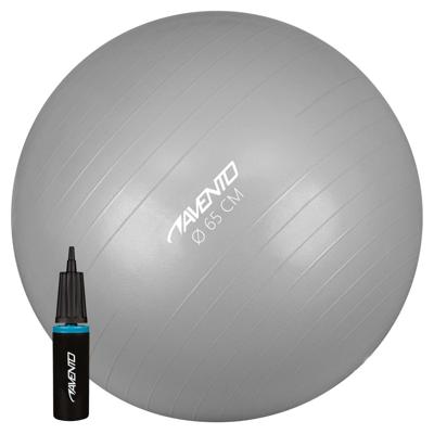 Avento fitnessbal 65 cm PVC zilver 2-delig