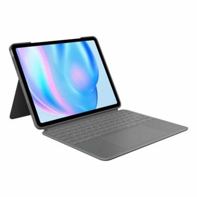 Logitech Combo Touch iPad Air 13-inch (M2)(2024) Toetsenbordhoes - Afneembaar toetsenbord met achtergrondverlichting en kickstand, comfortabel typen, multifunctionele modus - Grijs, QWERTY