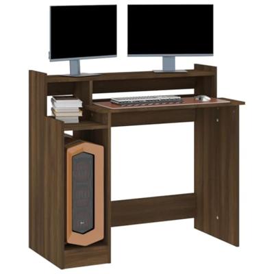 Bureau met LED-verlichting 97x45x90 cm hout bruin eikenkleur - thumbnail