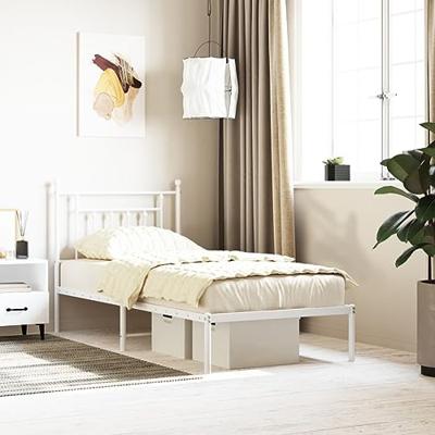 Bedframe met hoofdbord metaal wit 90x200 cm