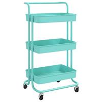 VidaXL Keukentrolley 3-laags 42x35x85 cm ijzer en abs turquoise - thumbnail