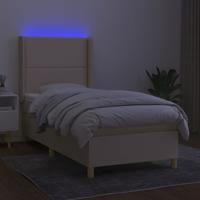 Boxspring met matras en LED stof crèmekleurig 90x190 cm - thumbnail