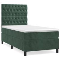 Boxspring met matras fluweel donkergroen 90x190 cm - thumbnail