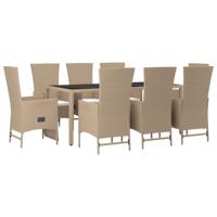 9-delige Tuinset met kussens poly rattan beige - thumbnail
