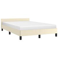 Bussandri Exclusive - Bedframe met hoofdbord kunstleer crèmekleurig 120x200 cm - thumbnail