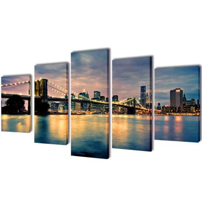 VidaXL Canvas muurdruk set brooklyn bridge rivier uitzicht 200 x 100 cm VidaXL Canvas muurdruk set brooklyn bridge rivier uitzicht 200 x 100 cm