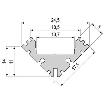 Deko Light 975411 EV-04-12 Hoekprofiel Aluminium (b x h x d) 24.47 x 14.21 x 2000 mm 2 m