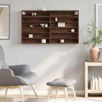 Vitrinekast 100x8,5x58 cm bewerkt hout bruin eikenkleurig - thumbnail