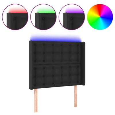 Hoofdbord LED 163x16x78/88 cm kunstleer zwart - thumbnail