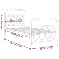 Bedframe met hoofd- en voeteneinde metaal wit 90x190 cm - thumbnail