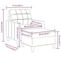 Fauteuil met voetenbank 60 cm fluweel zwart - thumbnail