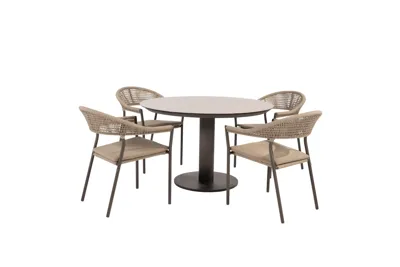 Sarah Ø120 cm met 4x Sienna dining stoel terre