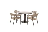 Sarah Ø120 cm met 4x Sienna dining stoel terre - thumbnail