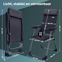 Tuinstoel Aluminium met Hoge Rugleuning Antraciet Set van 2 stuks - thumbnail
