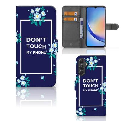 Samsung Galaxy A24 4G Portemonnee Hoesje Flowers Blue DTMP Samsung Galaxy A24 4G Portemonnee Hoesje Flowers Blue DTMP