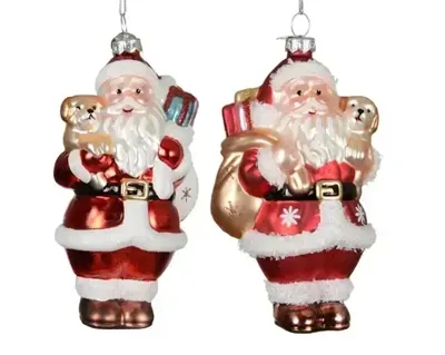 Decoris kersthanger glas kerstman met hondje - assortiment