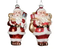 Decoris kersthanger glas kerstman met hondje - assortiment - thumbnail