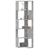 Boekenkast 5-laags hoek 50x50x179 cm bewerkt hout betongrijs - thumbnail