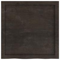 Wastafelblad 60x60x(2-6) cm behandeld massief hout donkerbruin - thumbnail