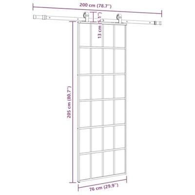 Schuifdeur met beslagset 76x205 cm ESG glas zwart
