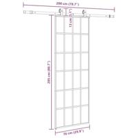 Schuifdeur met beslagset 76x205 cm ESG glas zwart - thumbnail
