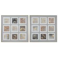 Schilderij Home ESPRIT Bruin Beige polyestyreen Canvas Geruit Stads 82 x 5 x 82 cm (2 Stuks) - thumbnail