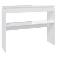 VidaXL Wandtafel 102x30x80 cm bewerkt hout hoogglans wit - thumbnail