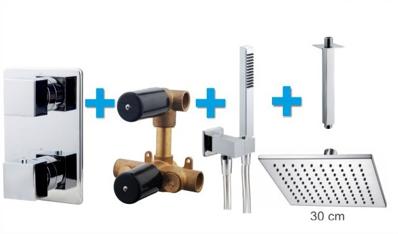 Regendoucheset Inbouw Plafond Jesse 30cm Vierkant Chroom Thermostaatkraan Handdouche Regendoucheset Inbouw Plafond Jesse 30cm Vierkant Chroom Thermostaatkraan Handdouche
