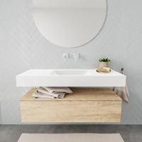 Aqua Splash Badkamermeubel AQS Ibiza 120 cm Washed Oak Solid Surface Wastafel Mat Wit - Badmeubel Ibiza 120 cm Washed Oak Spoelbak Midden Mat Wit (0 - thumbnail