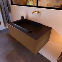 Badkamermeubelset Mondiaz Erin 80 cm met 1 Lade met RIDGE Wastafel Midden Urban Zonder Kraangaten Greeploos Mat Rust - thumbnail