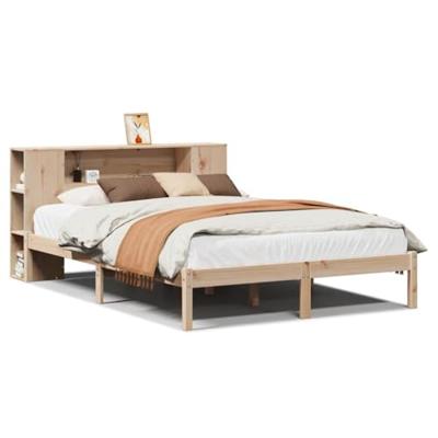 Bed met boekenkast zonder matras massief grenenhout 140x200 cm - thumbnail