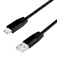 USB 2.0 aansluitkabel met liniaal, USB (type A) naar USB (type C) zwart, 1 m - thumbnail