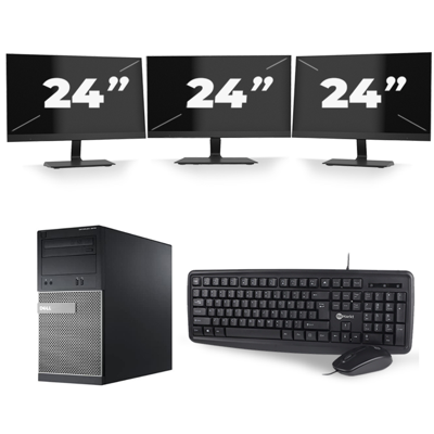 Dell Optiplex 3020 Micro Tower - Intel Core i7-4e Generatie - 16GB RAM - 256GB SSD - Windows 10 + 3x 24 inch Monitor