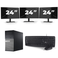 Dell Optiplex 3020 Micro Tower - Intel Core i7-4e Generatie - 16GB RAM - 256GB SSD - Windows 10 + 3x 24 inch Monitor - thumbnail