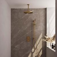Regendoucheset Inbouw Brauer Gold Edition Thermostatisch 30 cm met 3-Weg Omstelling, Plafondarm, Glijstang en Staaf Handdouche Geborsteld Goud Brauer - thumbnail