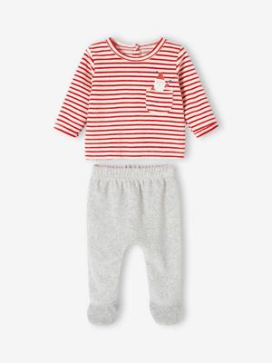 Kerstpyjama voor baby's van fluweel gemêleerd grijs