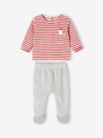 Kerstpyjama voor baby's van fluweel gemêleerd grijs - thumbnail