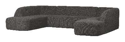 WOOOD Lounge U-Bank 'Sloping' Chenille, kleur Antraciet