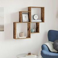 Wandschap 80x15x78,5 cm bewerkt hout oud houtkleurig - thumbnail