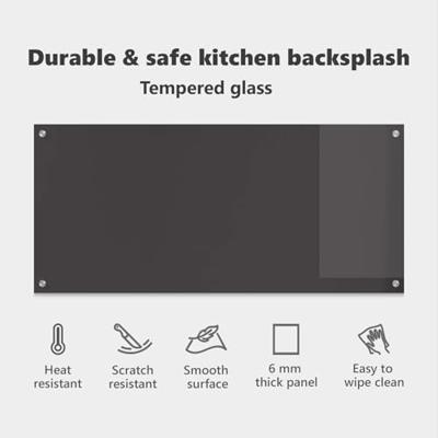 VidaXL Keuken spatscherm donkergrijs 110 x 50 cm gehard glas