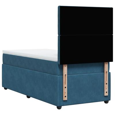Boxspring met matras fluweel donkerblauw 140x200 cm