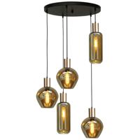 Masterlight Zwarte hanglamp met goudBounty 5-lichts met gouden fitting - 2472-05-02-50-5-35 - thumbnail