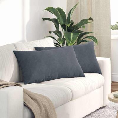 Sofa Kussens 2 pcs Donkergrijs 80 x 40 cm Katoen Stof Sofa Kussens 2 pcs Donkergrijs 80 x 40 cm Katoen Stof