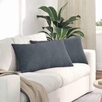 Sofa Kussens 2 pcs Donkergrijs 80 x 40 cm Katoen Stof - thumbnail