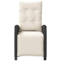 Tuinstoel verstelbaar met voetensteun poly rattan zwart - thumbnail