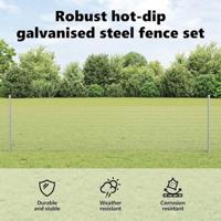 VidaXL Hek met paal zilver 0,5 x 10 m staal - thumbnail