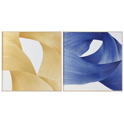 Schilderij Home ESPRIT Geel Blauw Modern 120 x 3,5 x 120 cm (2 Stuks)